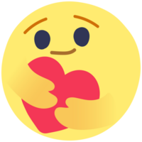 Social Media Care emoji hugging a heart. Symbol of care and support png