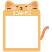 Scan me QR code template. QR code frame illustration for mobile apps, payment apps and more.Cute Kitten png