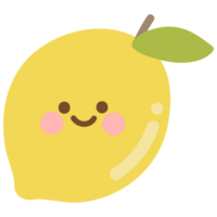 happy lemon fruit with cute smile face png