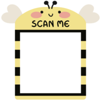 Scan me QR code template. QR code frame illustration for mobile apps, payment apps and more. Cute Bee png