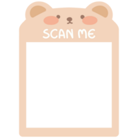 Scan me QR code template. QR code frame illustration for mobile apps, payment apps and more.Cute bear png