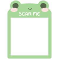 Scan me QR code template. QR code frame illustration for mobile apps, payment apps and more.Cute frog png