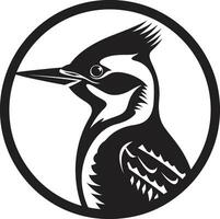 Woodpecker Bird Logo Design Black and White Hand Drawn Woodpecker Bird Logo Design Black and White Watercolor vector