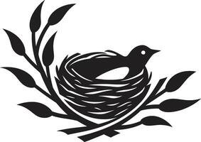 Sleek Black Bird Nest Icon A Modern Avian Oasis Nesting in Elegance Black Vector Bird Nest Logo