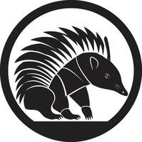 negrita y agraciado armadillo en negro noir armadillo emblema un símbolo de poder vector