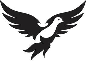 Black Dove Vector Logo with Swirls A Creative and Elegant Design Black Dove Vector Logo with Feathers A Delicate and Feminine Design