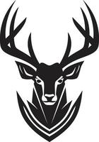 Symphony of Elegance Deer Icon in the Wild Monochromatic Majesty Black Deer Emblems Intricate Design vector
