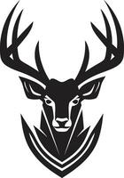 Symphony of Elegance Deer Icon in the Wild Monochromatic Majesty Black Deer Emblems Intricate Design vector