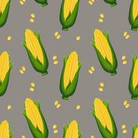 Seamless pattern, corn cobs with leaves and corn kernels. Agriculture concept. Background, print, textile, vector