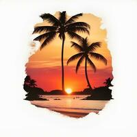 images of beaches at sunset, for t-shirts, summer ads and posters, AI generated photo