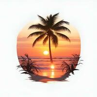 images of beaches at sunset, for t-shirts, summer ads and posters, AI generated photo