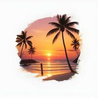 images of beaches at sunset, for t-shirts, summer ads and posters, AI generated photo