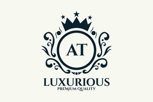 Initial  Letter AT Royal Luxury Logo template in vector art for luxurious branding  vector illustration.