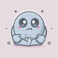 kawaii golf pelota personaje mascota con triste expresión aislado dibujos animados en plano estilo diseño vector