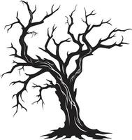 Silent Reverie Black Vector Depiction of a Lifeless Tree Lingering Shadows Monochrome Artistry of a Dead Tree