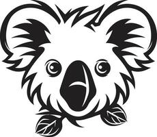 Sleek and Endearing Black Koala Emblem Abstract Koala Cuteness in Monochrome vector