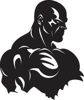 Monochrome Dominance Vector Muscle Symphony Flexing Shadows Black Bodybuilder Vector