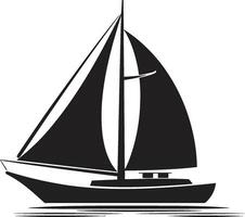 Oceans Whisper Vector Boat Elegance Smooth Sailing in Noir Watercraft Vector