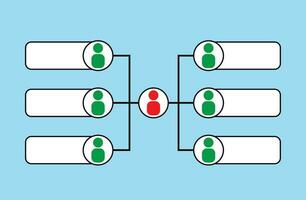 Organization Chart Infographics with People Icon and Abstract Line, Business Structure. vector