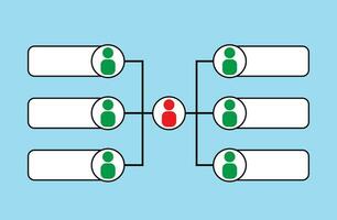 infografías de organigramas con icono de personas y línea abstracta, estructura empresarial. vector