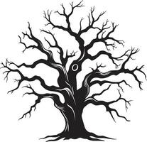 Eternal Sleep Depiction of a Dead Tree in Black Vector Lasting Echo Monochrome Artistry of a Lifeless Tree