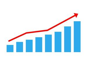 Graphical display with increasing arrows. Vector Illustration.