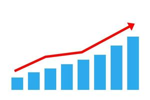 Graphical display with increasing arrows. Vector Illustration.