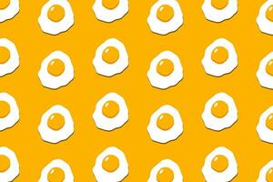 Fried beef eye egg pattern on yellow background. Hand drawn style vector design illustrations.
