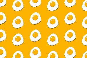 Fried beef eye egg pattern on yellow background. Hand drawn style vector design illustrations.