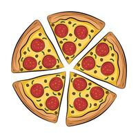 Special pizza with hand drawn style vector