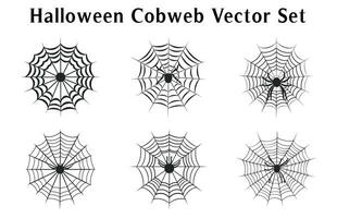 Spooky Halloween cobwebs Vector Bundle, Spider web set isolated on a White background