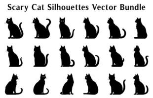 Halloween Scary Cat Vector illustration bundle, a silhouette Set of Halloween evil black cats