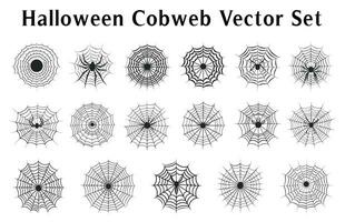 Spooky Halloween cobwebs Vector Bundle, Spider web set isolated on a White background