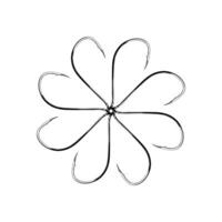 Artistic Circle Shape Created from Fishing Hook Silhouette Composition, can use for Logo Gram, Decoration, Ornate, Art Illustration or Graphic Design Element. Vector Illustration