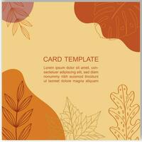 vector autumn square templates with fall leaves and geometric shapes.