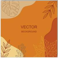 vector autumn square templates with fall leaves and geometric shapes.