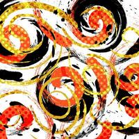 Abstract Black, Orange and Yellow Brush Background with Halftone Effect. Sport Background. Brush Stroke Illustration for Banner or Poster. Scratch and Texture Elements For Design vector