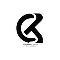 Letter Ct or Ck modern unique shapes alphabet monogram abstract logo vector