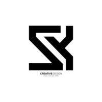 Letter Sk or Sr initial modern unique rectangle shape monogram logo idea vector