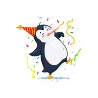 Cartoon cute funny penguin wear a festive hat vector