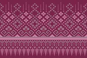 Pink Cross stitch colorful geometric traditional ethnic pattern Ikat seamless pattern border abstract design for fabric print cloth dress carpet curtains and sarong Aztec African Indian Indonesian vector