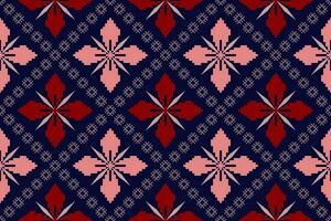 Indigo navy blue geometric traditional ethnic pattern Ikat seamless pattern border abstract design for fabric print cloth dress carpet curtains and sarong Aztec African Indian Indonesian vector