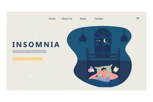 Landing page insomnia. Mental health vector