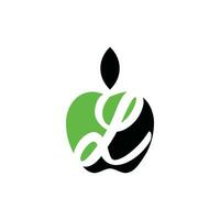 Letter L logo design with Apple Vector elements for natural application, ecology illustration design template