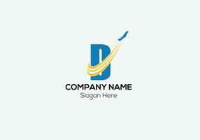 Travel Logo On Letter D Template. Travel Logo On D Letter, Initial Travel Sign Concept Template vector