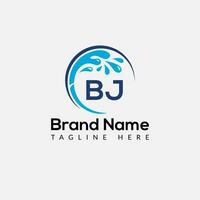 Maid Cleaning Logo On Letter BJ. Clean House Sign, Fresh Clean Logo Cleaning Brush and Water Drop Concept Template vector