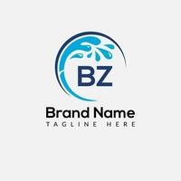 Maid Cleaning Logo On Letter BZ. Clean House Sign, Fresh Clean Logo Cleaning Brush and Water Drop Concept Template vector