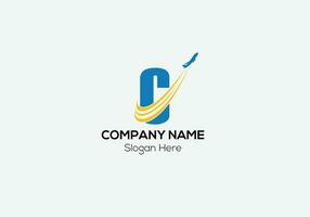 Travel Logo On Letter C Template. Travel Logo On C Letter, Initial Travel Sign Concept Template vector