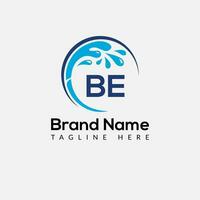 Maid Cleaning Logo On Letter BE. Clean House Sign, Fresh Clean Logo Cleaning Brush and Water Drop Concept Template vector