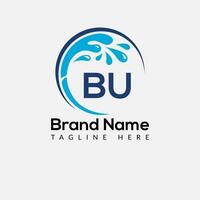 Maid Cleaning Logo On Letter BU. Clean House Sign, Fresh Clean Logo Cleaning Brush and Water Drop Concept Template vector